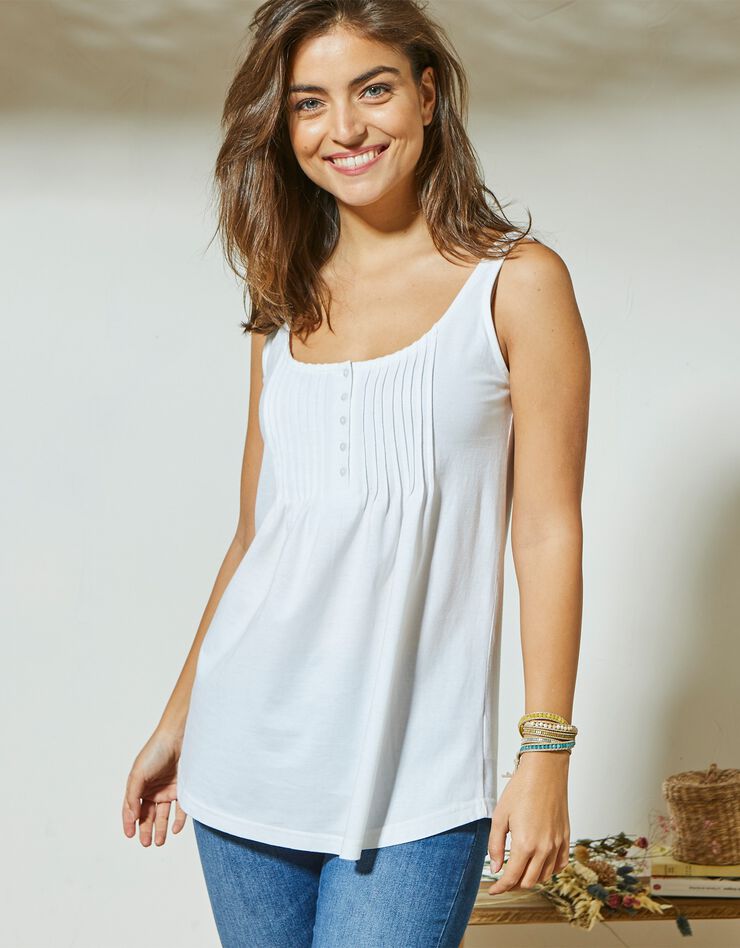 Débardeur plastron uni (blanc) Débardeur plastron uni (blanc)