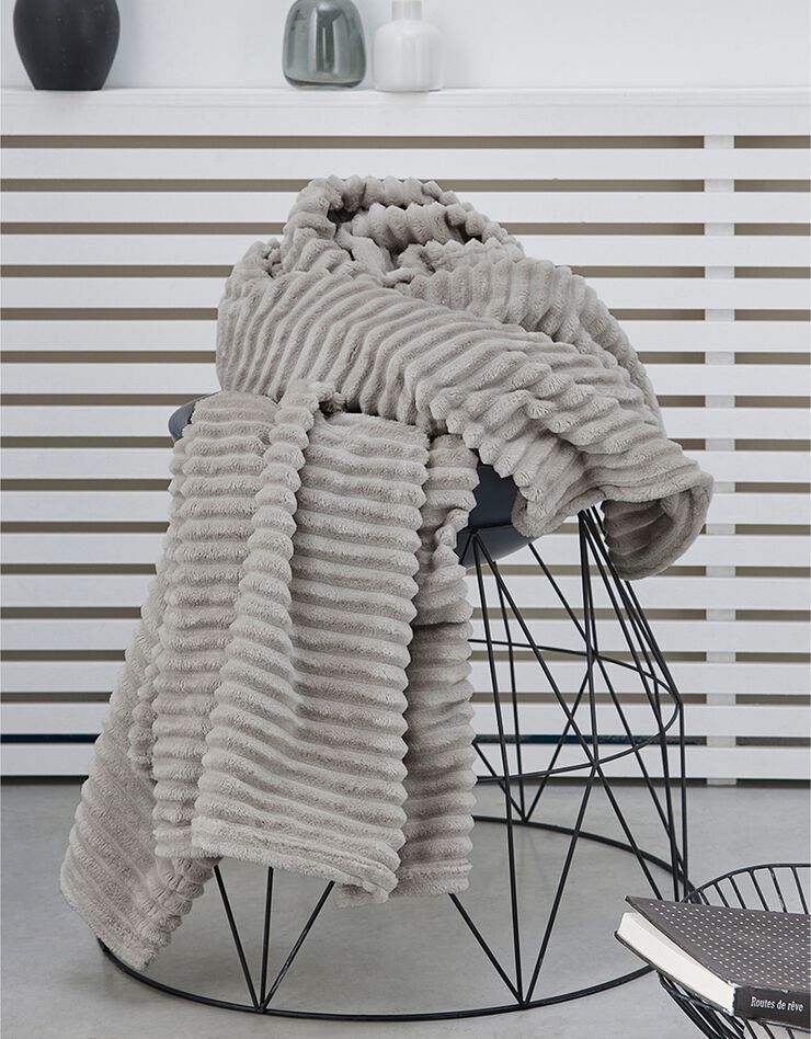 Plaid polaire toucher peluche - texturé (beige)