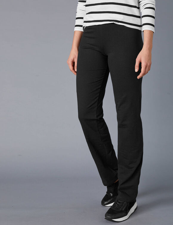 Pantalon droit maille taille &eacute;lastiqu&eacute;e (noir)