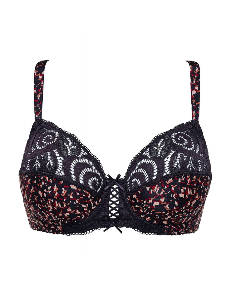 Soutien-gorge emboîtant "Amélie" microfibre et dentelle imprimées- avec armatures (noir) Soutien-gorge emboîtant "Amélie" microfibre et dentelle imprimées- avec armatures (noir)