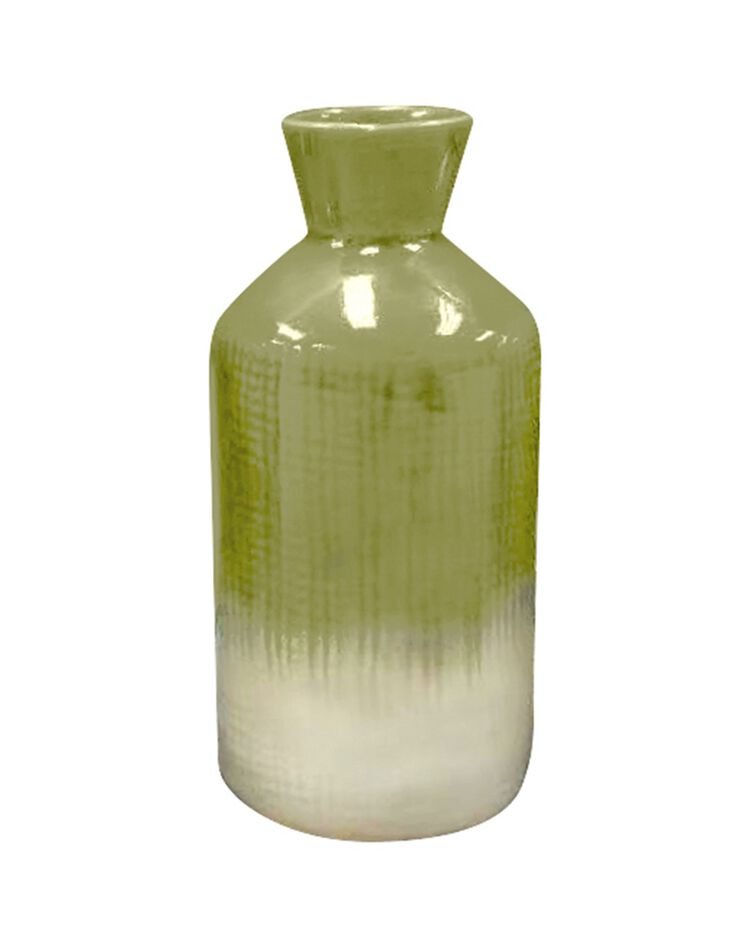 Vase en céramique bicolore - hauteur 18 cm (vert)