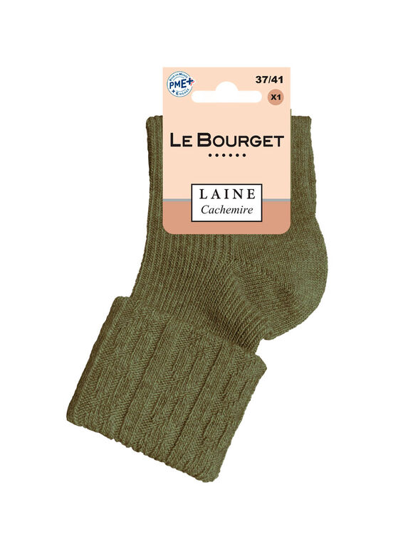 Chaussettes laine modal m&eacute;lang&eacute;s (kaki)