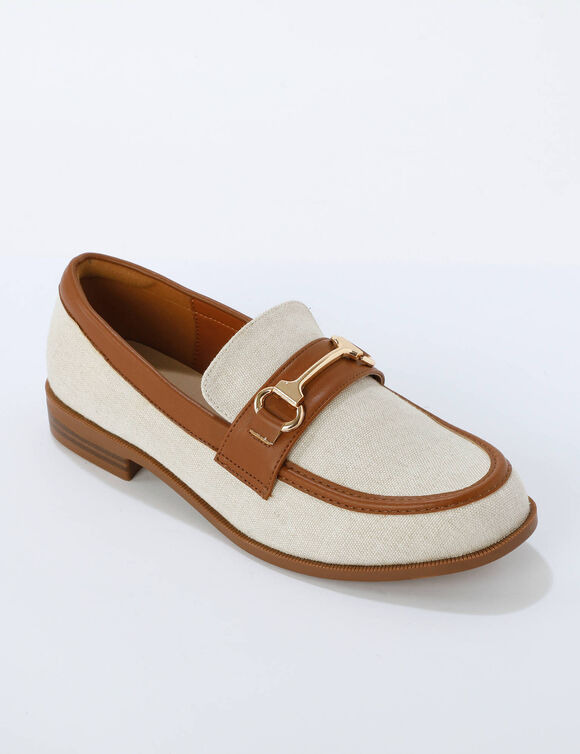 Mocassins bi-mati&egrave;re (beige)