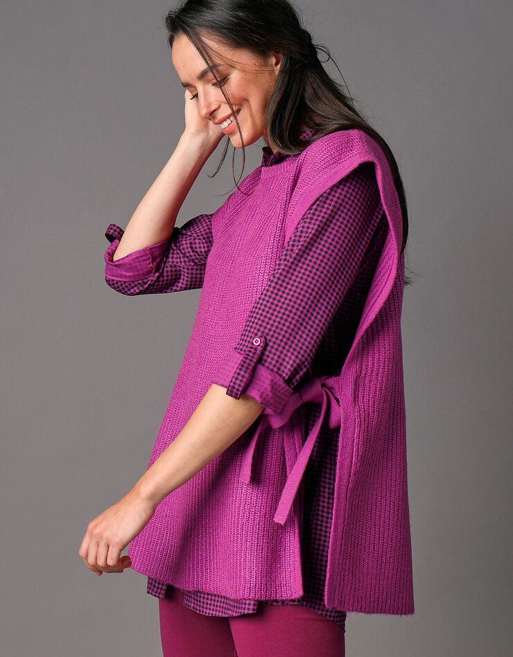 Pull tunique sans manches, maille anglaise toucher mohair (violine) Pull tunique sans manches, maille anglaise toucher mohair (violine)