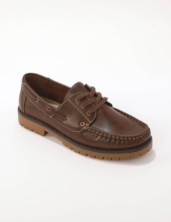 Chaussures homme forme bateau semelle crant&eacute;e (marron)