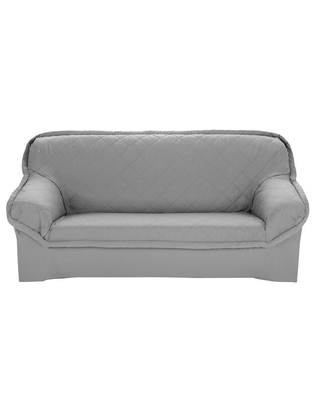 Housse bachette matelassée coton uni fauteuils canapés accoudoirs (gris perle)