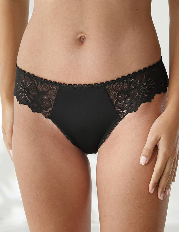 Culotte forme midi microfibre et dentelle stretch - lot de 2 (noir + ivoire)