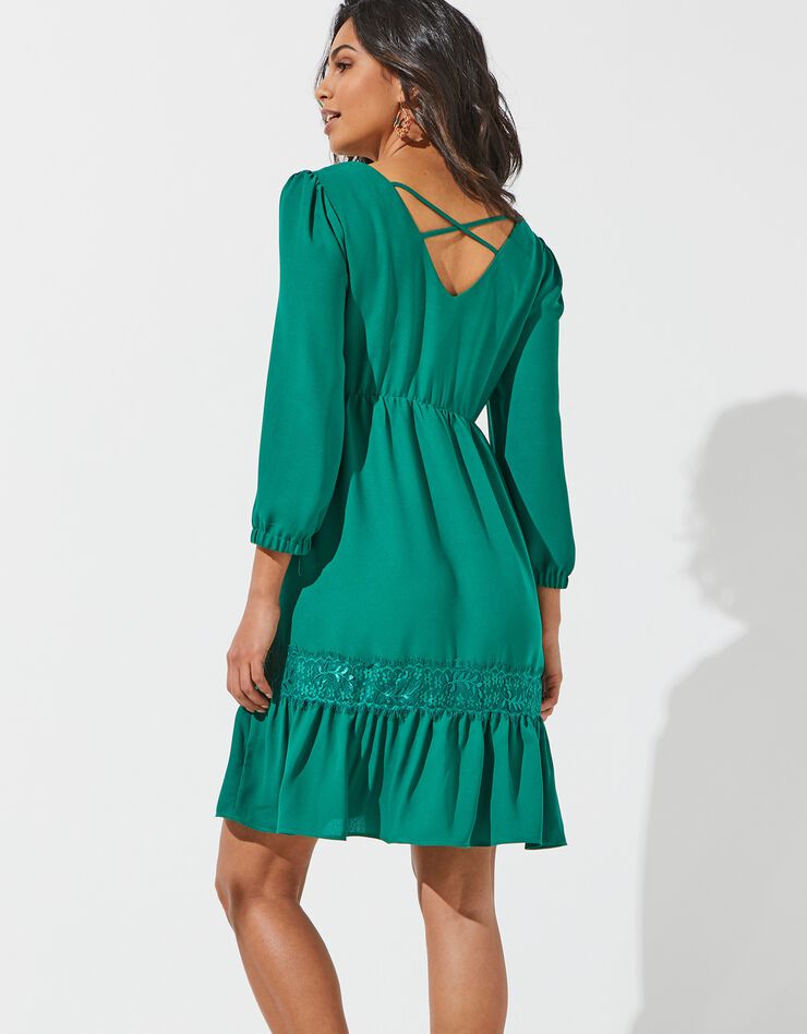 Robe dos croisé unie (vert) Robe dos croisé unie (vert)