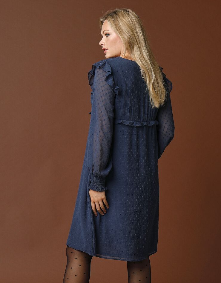 Robe plumetis col V (marine) Robe plumetis col V (marine)