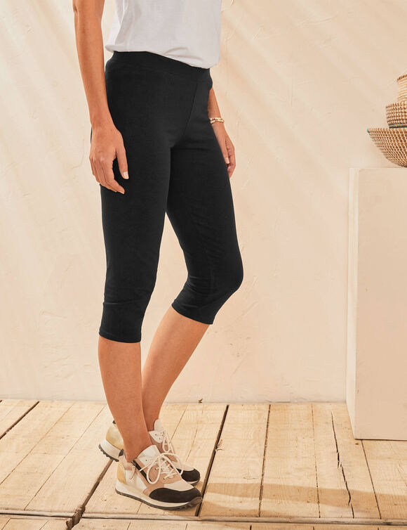 Legging corsaire uni maille stretch (noir)