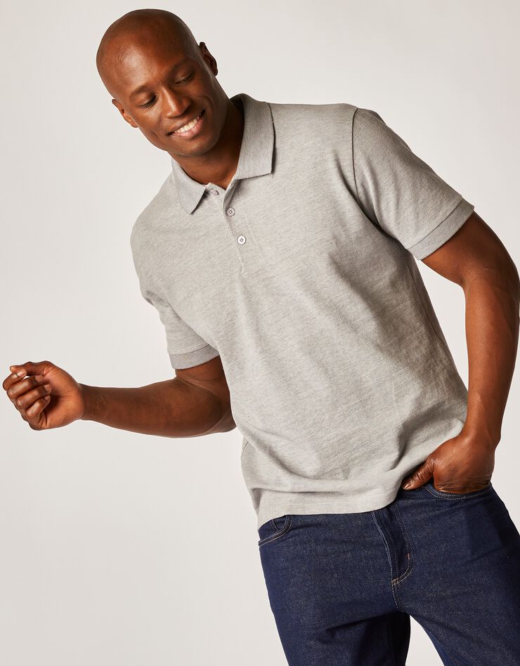 Polo uni maille piquée manches courtes (gris clair) Polo uni maille piquée manches courtes (gris clair)