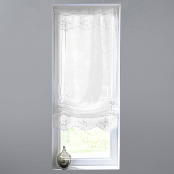 Vitrage macram&eacute; brod&eacute; finition passe-tringle (blanc)