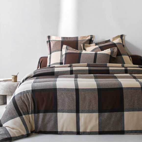 Linge de lit Scott - flanelle tiss&eacute; teint 160 g/m&sup2; (chocolat)