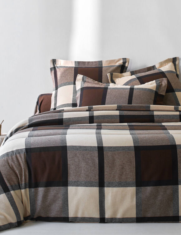 Linge de lit Scott - flanelle tiss&eacute; teint 160 g/m&sup2; (chocolat)