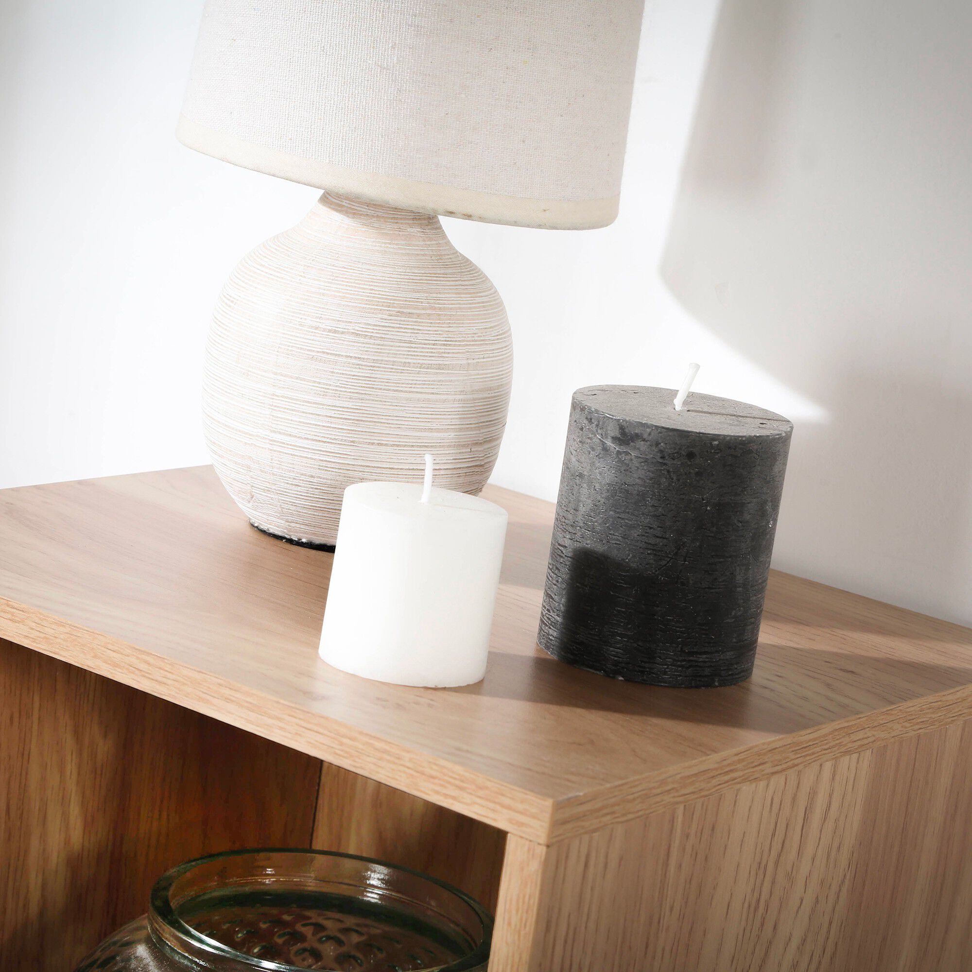 Buffet Moderne En.casa - 2 Portes, étagère Intérieure, Dimensions 75x76x38 Cm - Beige, Panneaux MDF Et Acier