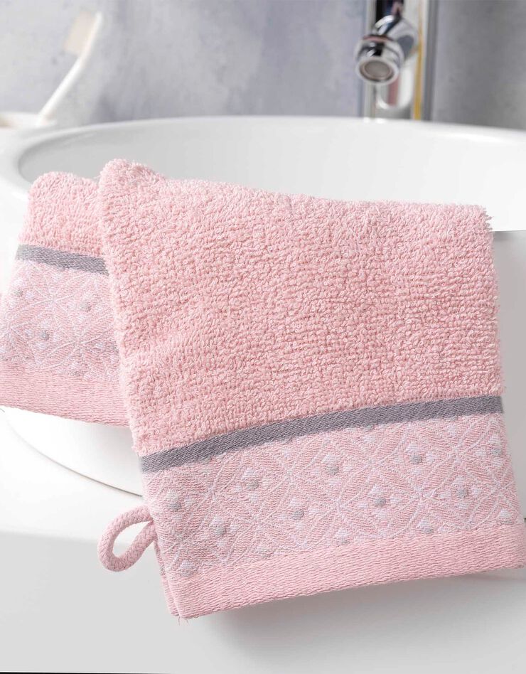 Éponge coton liteau imprimé mosaïque - 450g/m² (rose) Éponge coton liteau imprimé mosaïque - 450g/m² (rose)