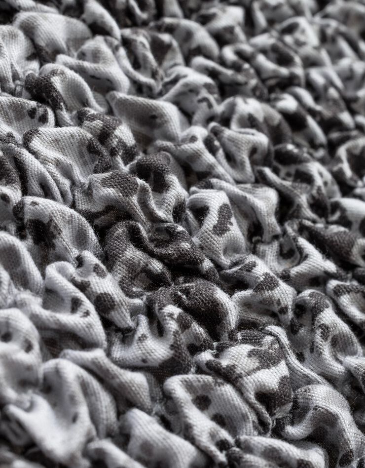 Housse bi-extensible microfibre gaufrée léopard pour fauteuil cabriolet (gris)