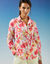 Chemisier imprimé floral, voile de coton (blanc / rose)
