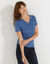 T-shirt manches courtes dentelle (bleu)