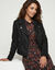Blouson zipp&eacute; col tailleur pressionn&eacute;, su&eacute;dine (noir)