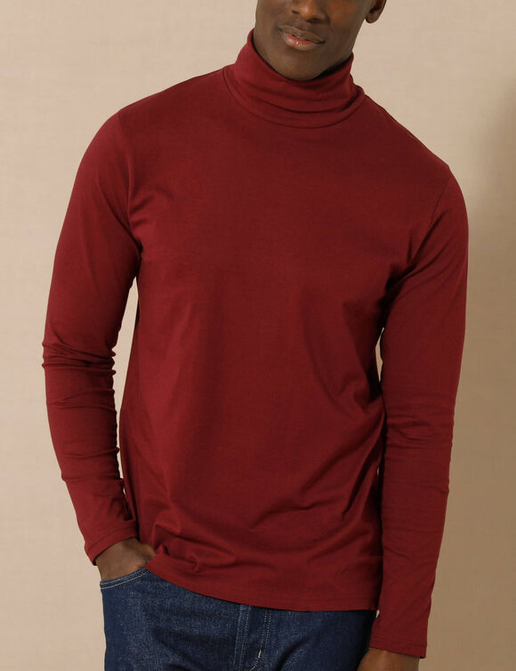 T-shirt col roul&eacute; manches longues (bordeaux)