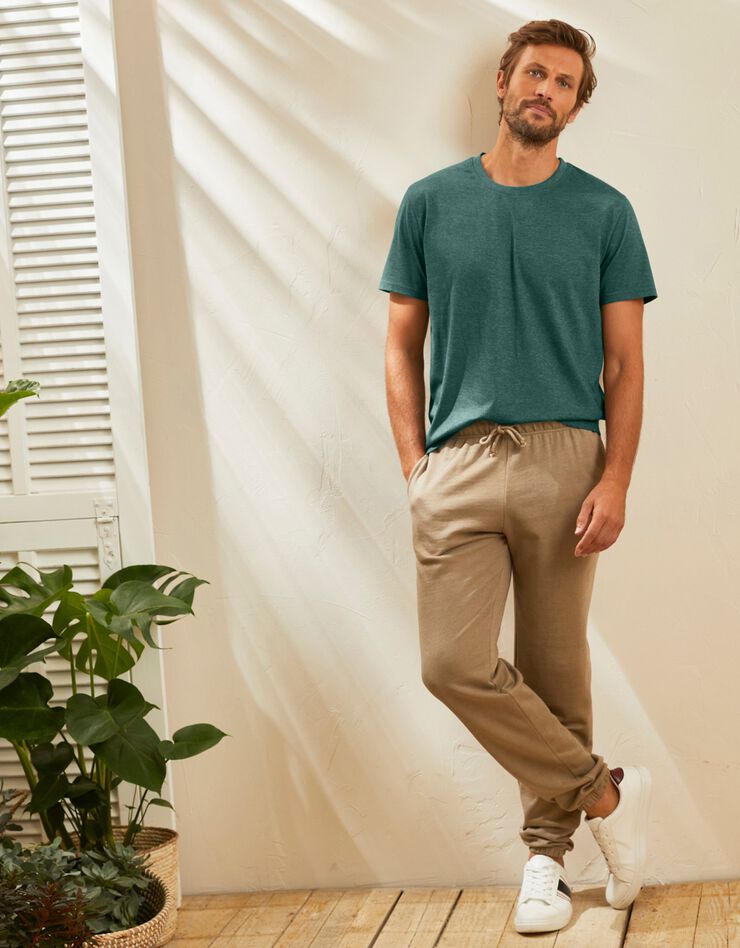 Tee-shirt col rond manches courtes (vert chiné) Tee-shirt col rond manches courtes (vert chiné)