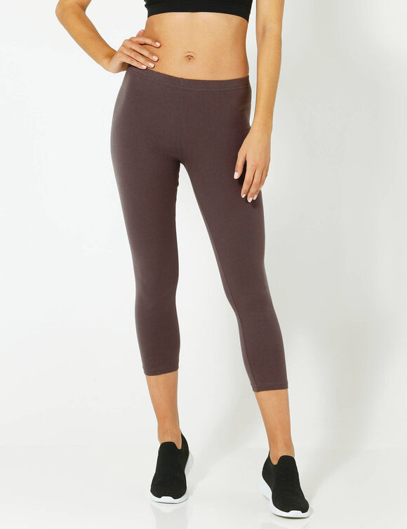 Legging 3/4 maille taille &eacute;lastiqu&eacute;e (chocolat)