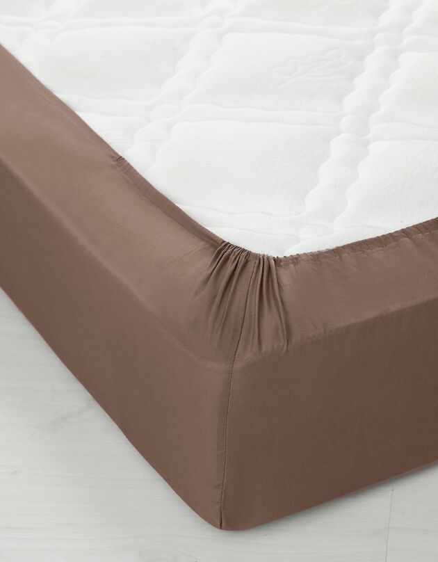 Drap-housse uni coton bonnet 32 cm (taupe)