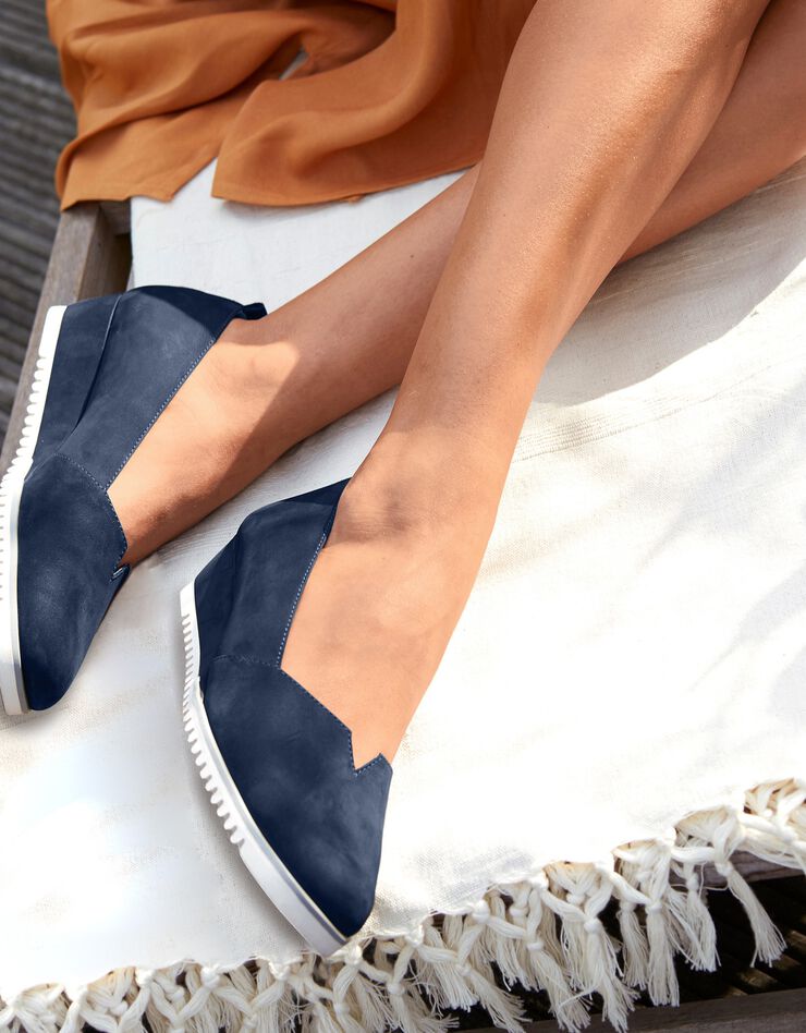 Ballerines compensées en cuir - marine (marine) Ballerines compensées en cuir - marine (marine)