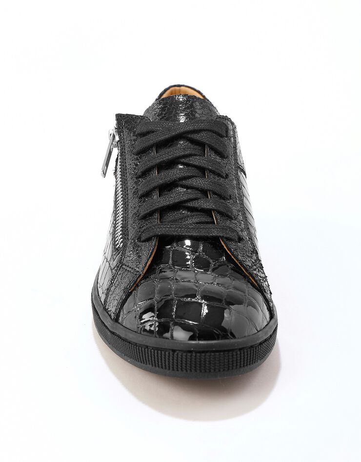 Baskets basses zippées en cuir souple effet croco (noir) Baskets basses zippées en cuir souple effet croco (noir)