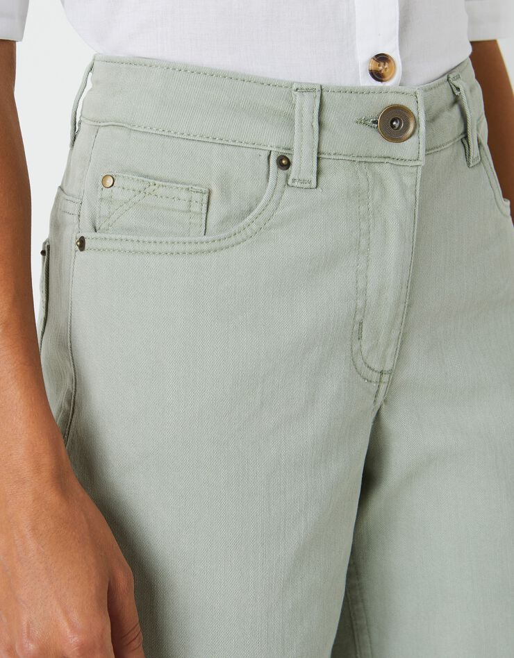 Jean large raccourci coupe stretch couleur, spécial petites (kaki clair)