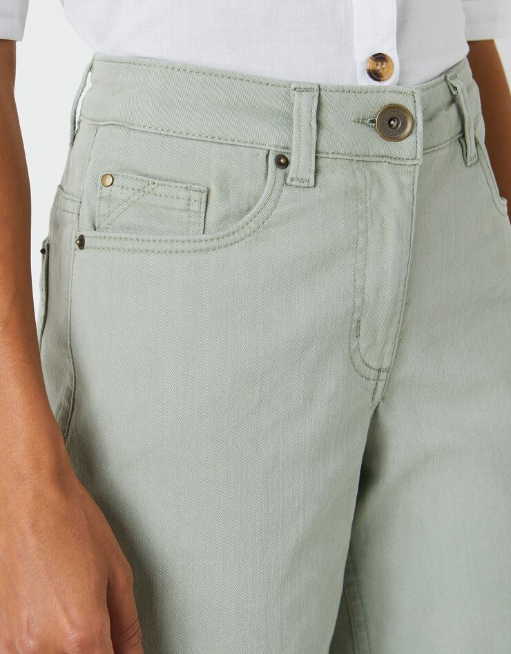 Jean large raccourci coupe stretch couleur, spécial petites (kaki clair) Jean large raccourci coupe stretch couleur, spécial petites (kaki clair)