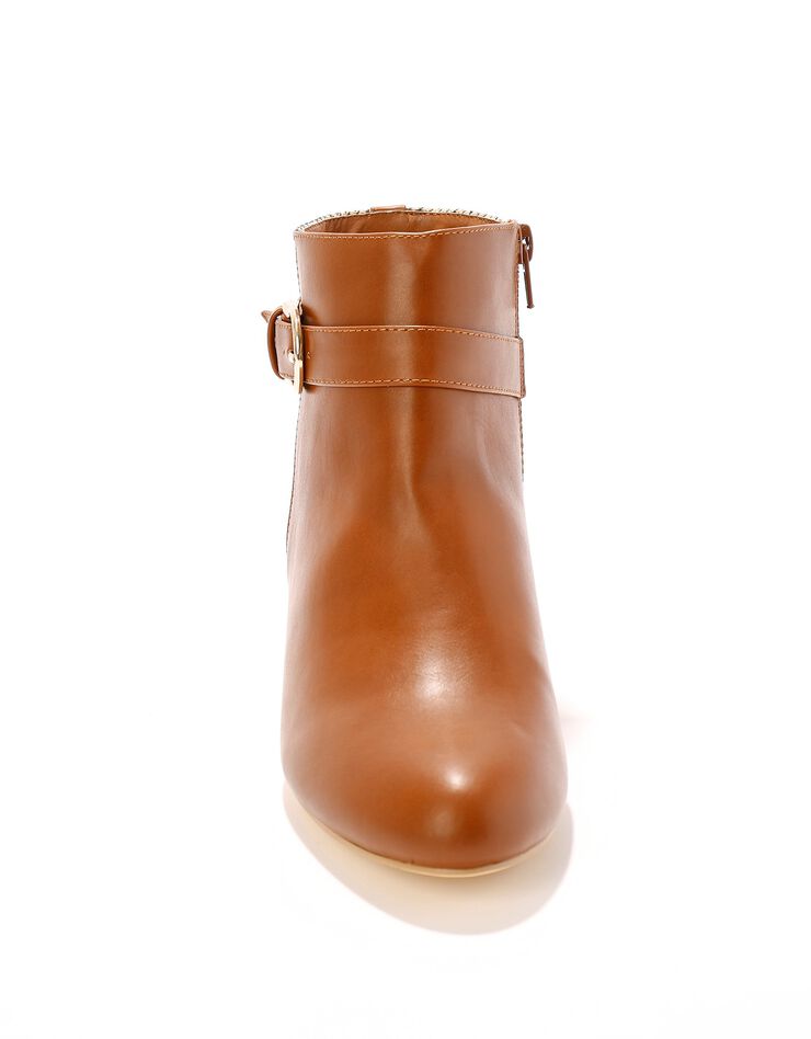 Boots bi-matière motif pied-de-poule à boucle (marron) Boots bi-matière motif pied-de-poule à boucle (marron)