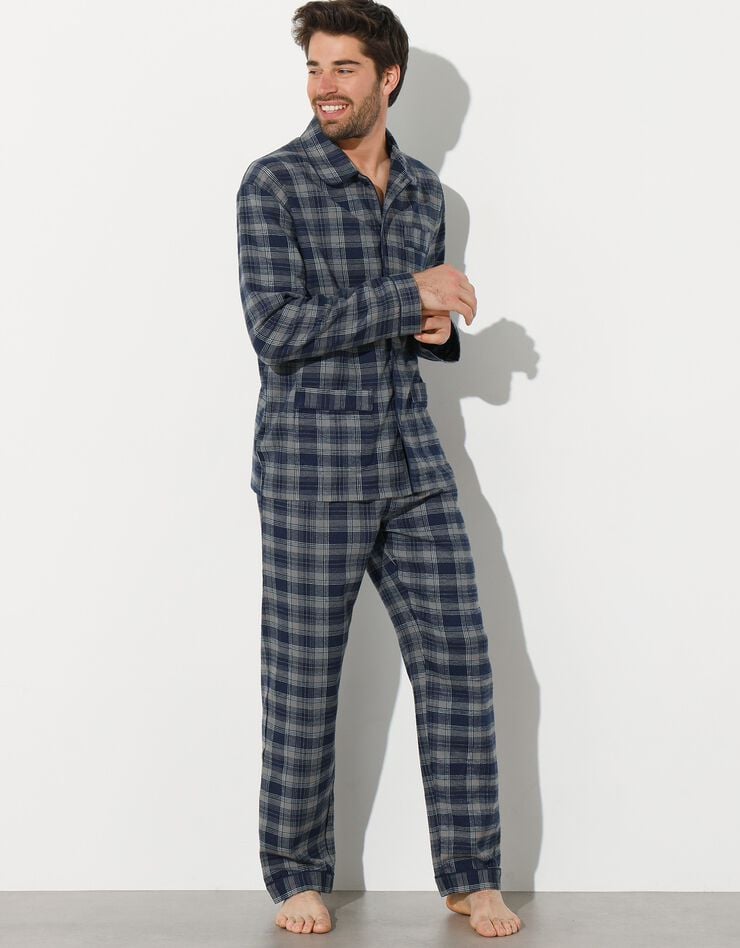 Pyjama carreaux en pilou (gris)