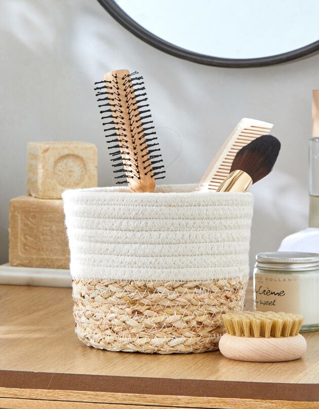 Panier bi-matière corde coton (BLANC/BEIGE)