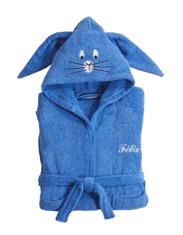 Peignoir de bain personnalisable à capuche lapin (bleu dur) Peignoir de bain personnalisable à capuche lapin (bleu dur)