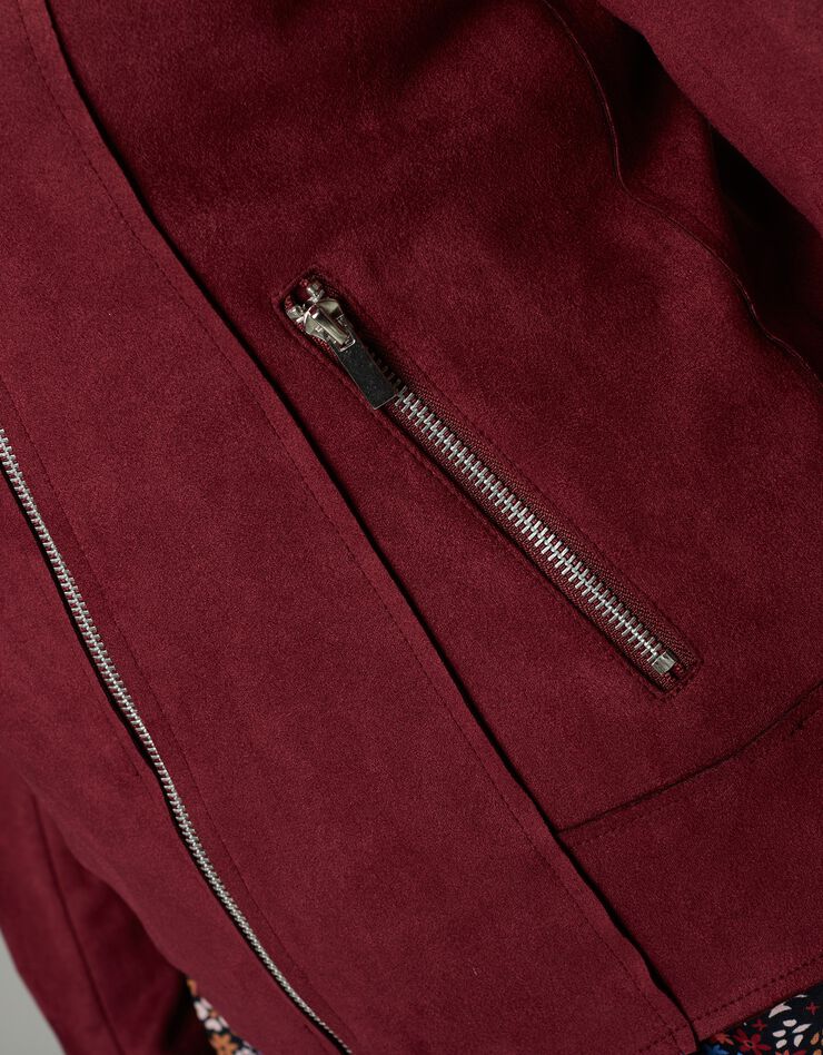 Blouson zippé suédine col tailleur pressionné (bordeaux) Blouson zippé suédine col tailleur pressionné (bordeaux)