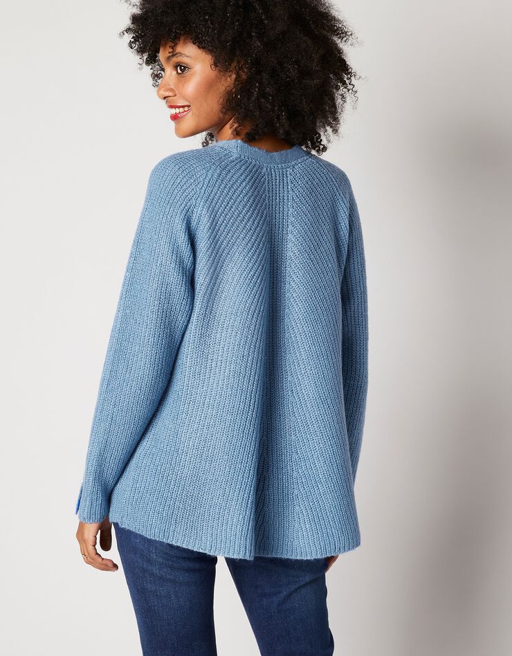 Pull évasé maille anglaise (bleu grisé) Pull évasé maille anglaise (bleu grisé)
