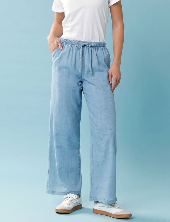 Pantalon large Sp&eacute;cial Petite, denim l&eacute;ger  (bleached)
