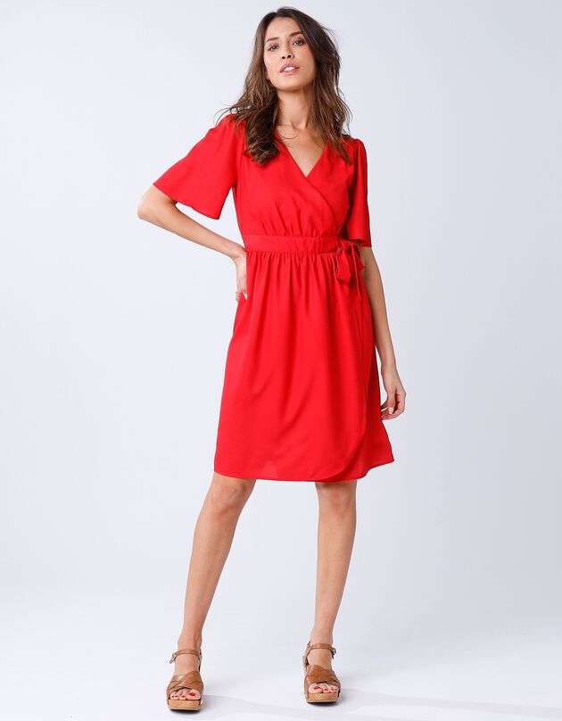 Robe cache-coeur unie portefeuille (rouge)