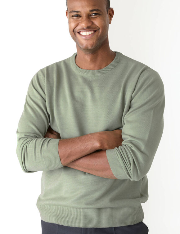 Pull uni col rond (vert amande)