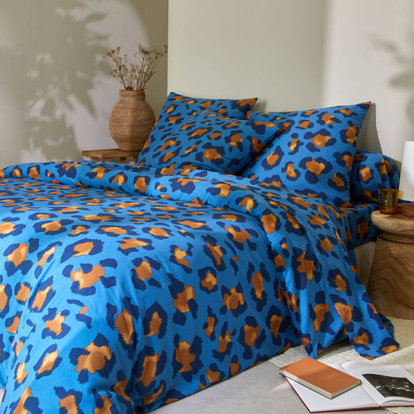 Linge de lit Pedro en polycoton imprimé peau de bête (bleu)