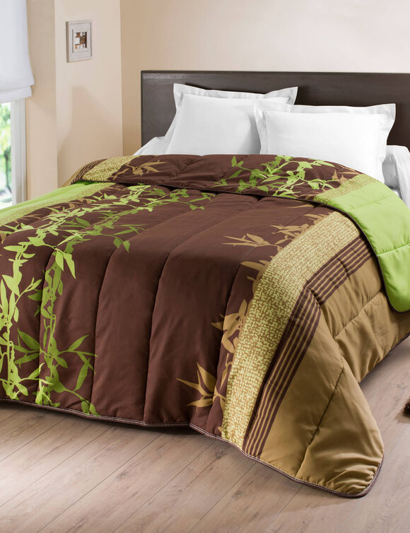 Couette microfibre imprimée Jungle 200g/m2 (vert / chocolat)