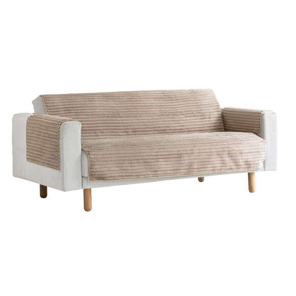 Protège-salon antiglisse toucher peluche (sable)