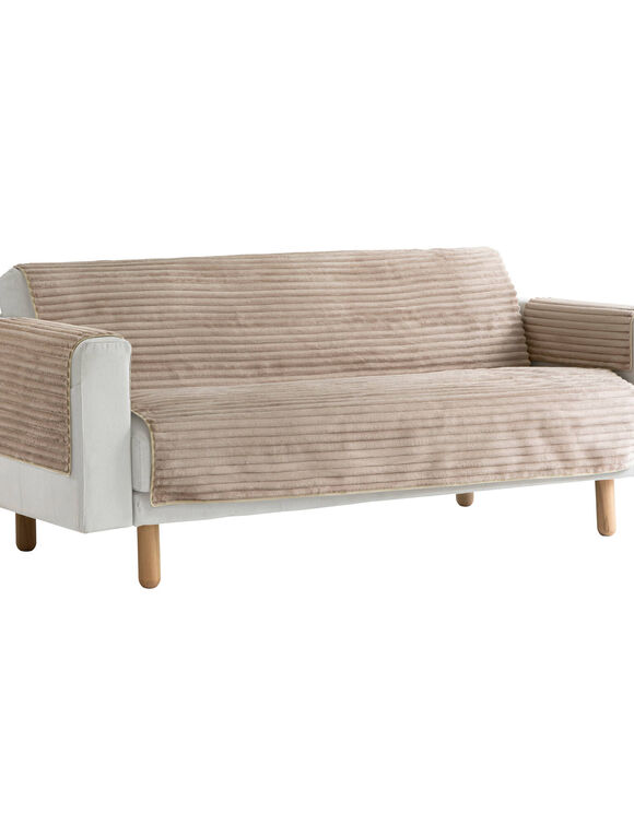 Protège-salon antiglisse toucher peluche (sable)