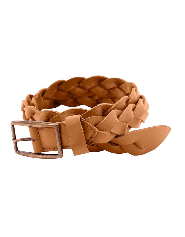 Ceinture large tressée cuir (caramel)