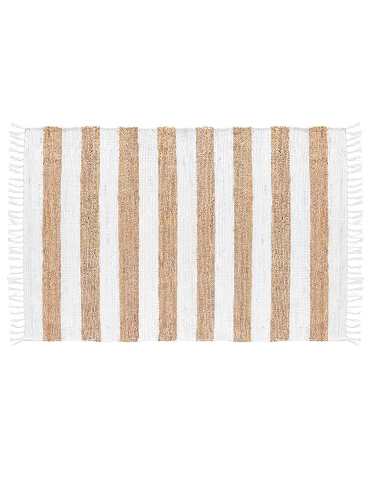 Tapis rectangulaire rayé bicolore à franges (bicolore) Tapis rectangulaire rayé bicolore à franges (bicolore)