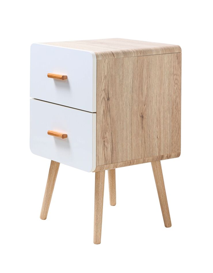 Table de chevet YOLTY 2 tiroirs bois et blanc (blanc)