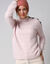 Pull col montant, maille poilue fantaisie (rose poudré)