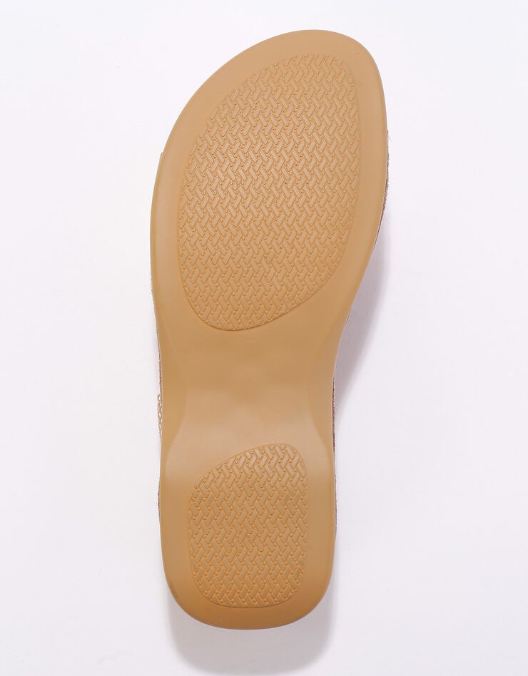 Sandales compensées scratchées à ouverture totale, cuir irisé (beige)